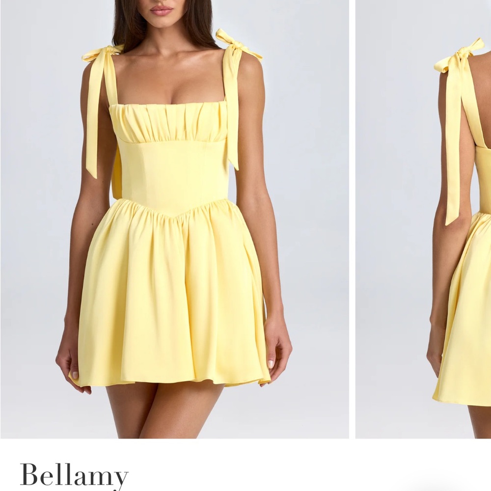 Oh Polly Yellow Ruched Tiered Mini Sundress